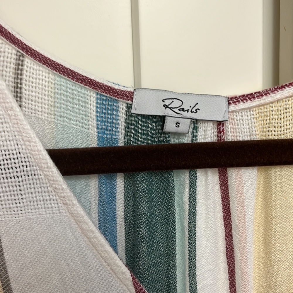 Rails Small Multicolored Linen-Like Dress. Red, B… - image 3